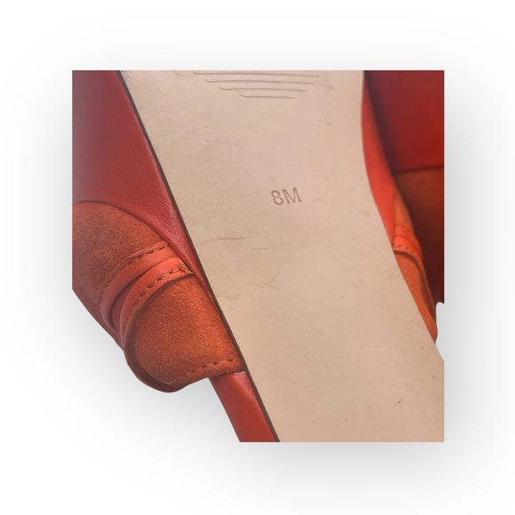 Guess ᯾ Raja Ankle Wrap Platform Stiletto Peep Toe Heels ᯾ Orange Suede ᯾ 8M - Picture 14 of 16